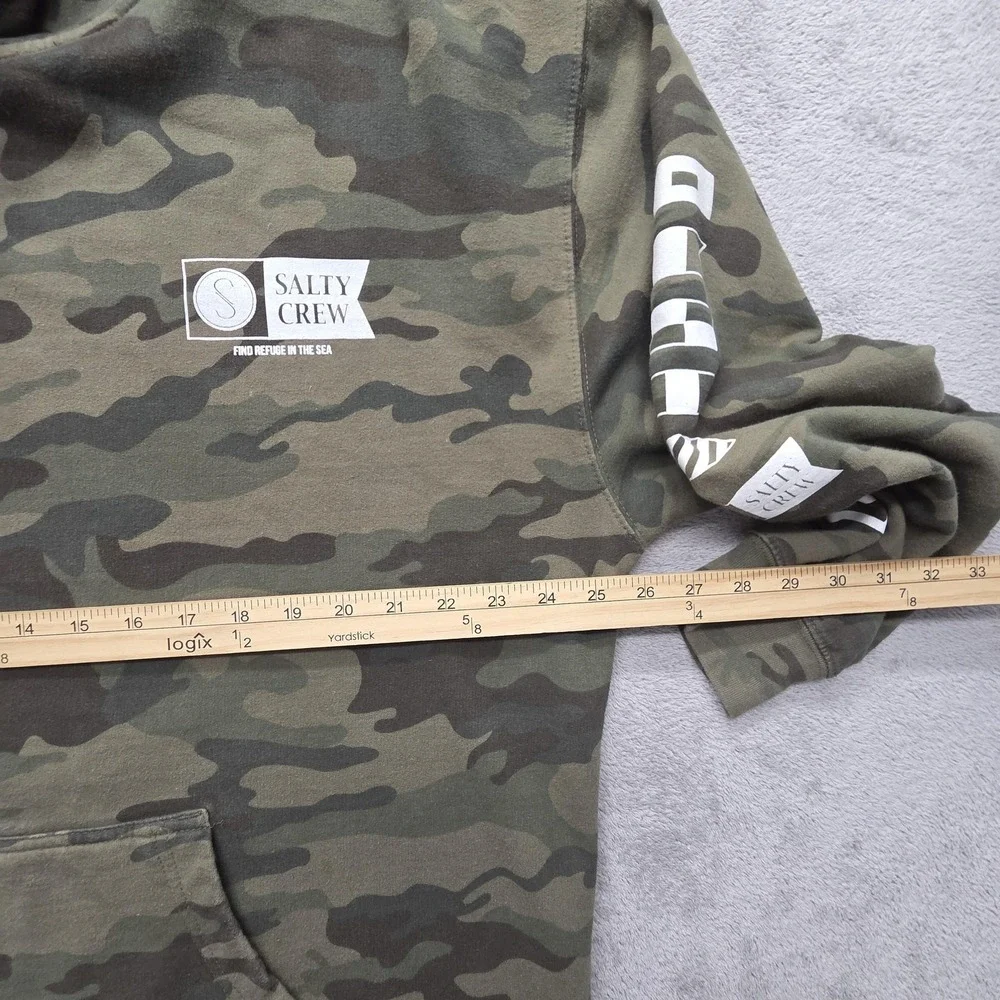 Salty Crew Alpha Hoodie Mens 2XL Green Pullover Fleece Camo Logo